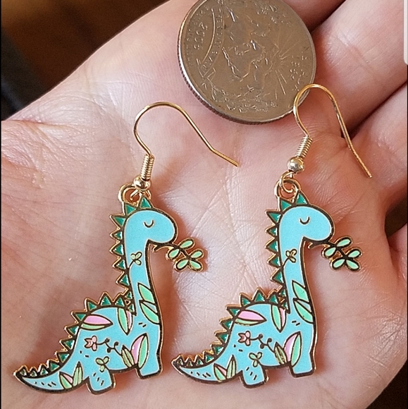 Floral Herbivore Baby Dinosaur Earrings - Picture 3 of 6